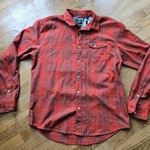 Men's Volcom Plaid Flannel Button Long Sleeve Shirt